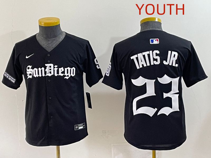 Youth 2025 San Diego Padres #23 Tatis jr Black Five generations Joint Name Nike MLB Jersey style 15->youth mlb jersey->Youth Jersey